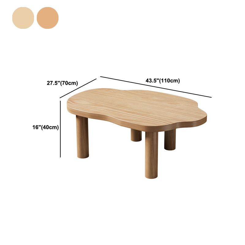 Scandinavian Pine Wood Coffee Table with Free Form Top Cocktail Table