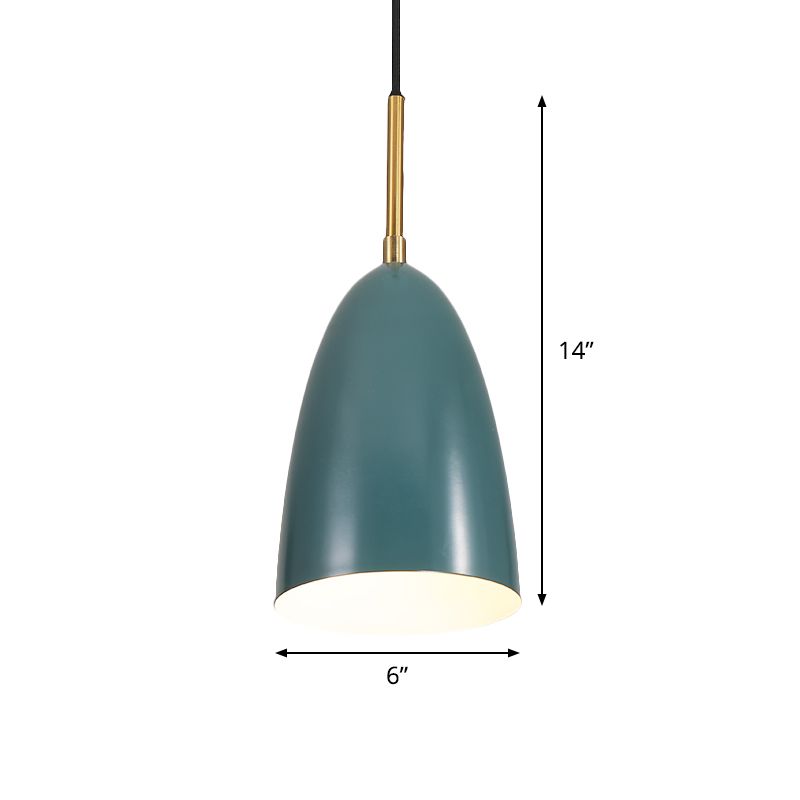 Bullet Head Metal Pendant Ceiling Light Macaron 1 Light Green Suspended Lighting Fixture