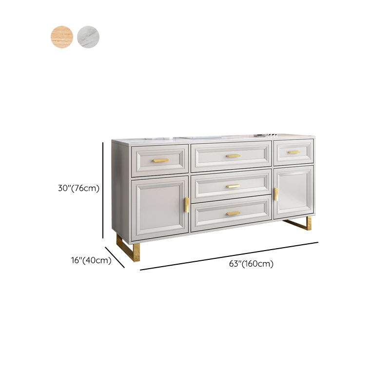 Contemporary Glam Double Dresser Wood Horizontal Storage Chest Dresser for Bedroom