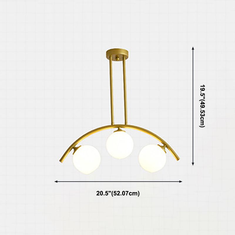 Modern Dining Chandelier Light Round Glass Shade Ceiling Hanging Light for Dining Room