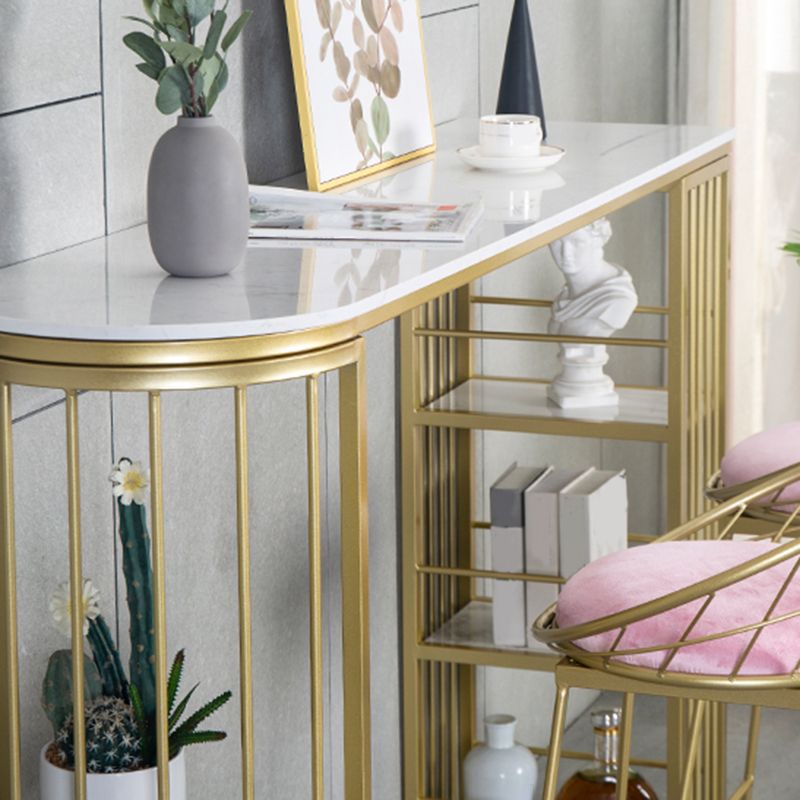 Faux Marble Bistro Bar Table Modern Gold Base Bar Table for Home