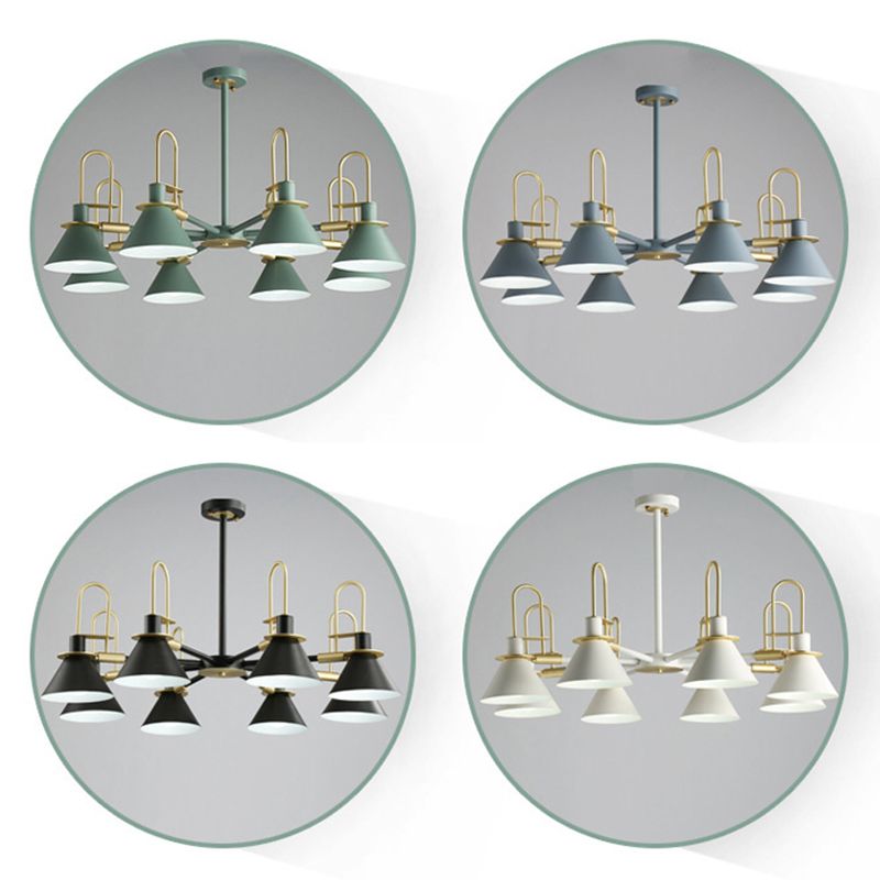 Conical Chandelier Pendant Light Minimalist Style Metal Living Room Suspension Light