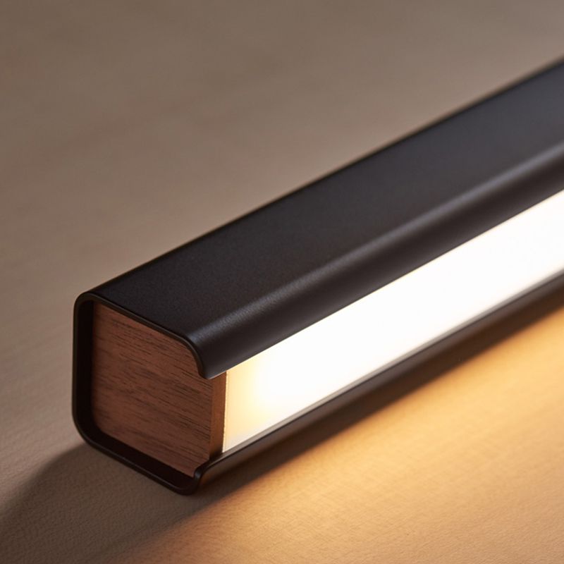 Black Metal Island Lighting Fixtures Modern 1-Light Linear Restaurant LED Suspension Lamp