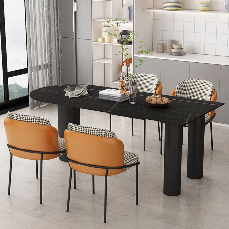 Free Form Dining Table Modern Sintered Stone Top Iron Base Table
