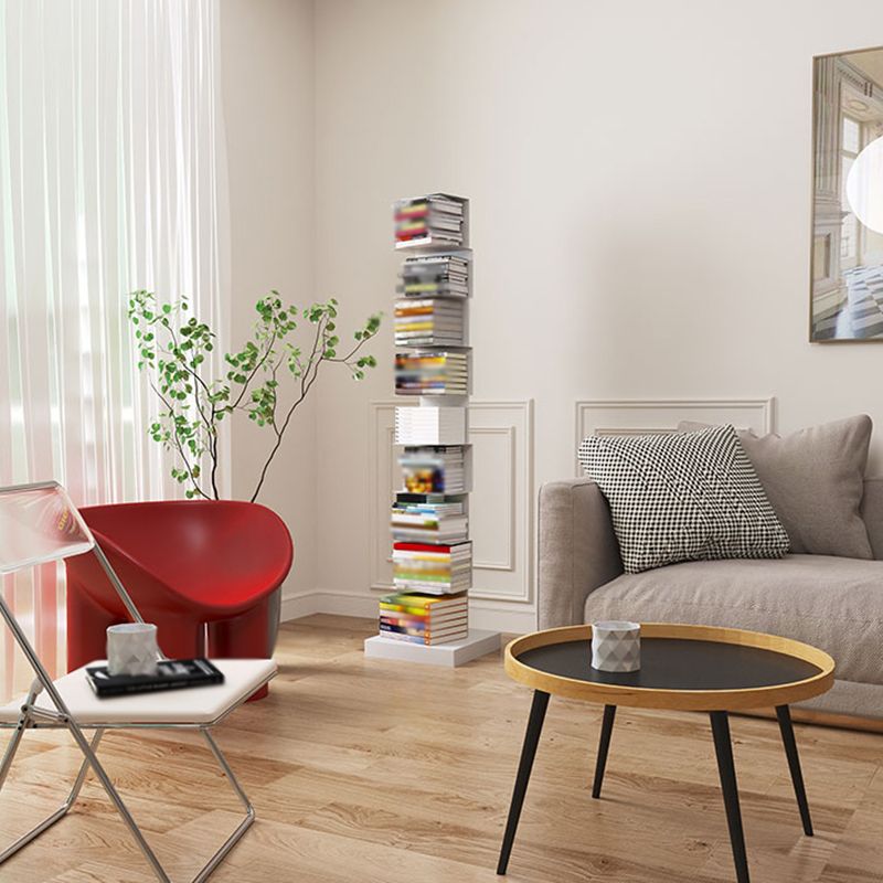 Scaffali di libreria in metallo aperto stile moderno con ripiani rettangolari