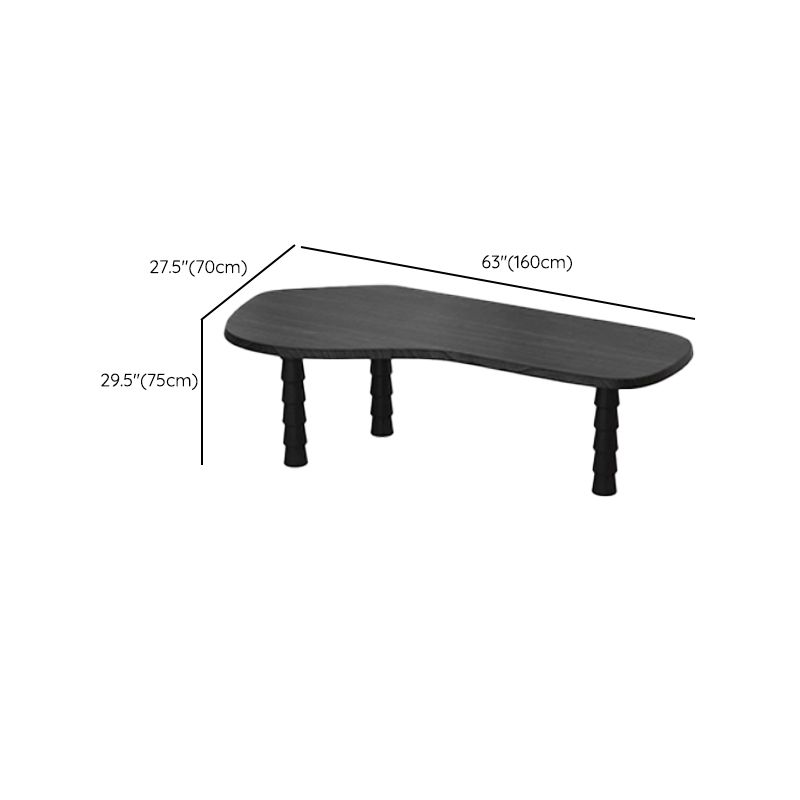 Free Form Shaped Office Laptop Table Solid Wood Writing Desk in Black