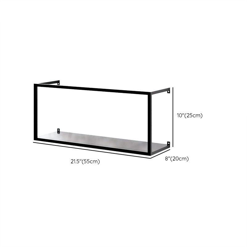 Closed Back Wall Mounted Book Shelf Metal Shelves Included Bookcase in Black