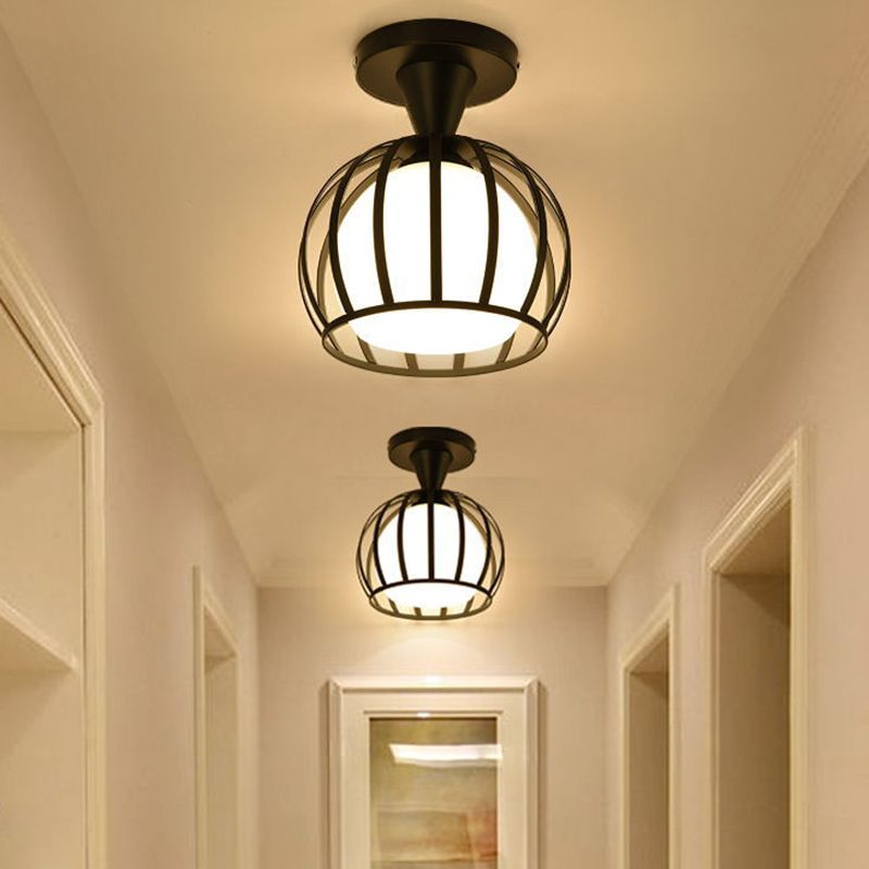 Metalen bol frame semi spoelplafondlicht moderne eenvoud stijl verlichting lamp voor slaapkamer gangpad