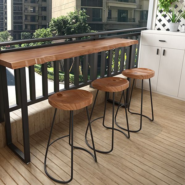 Brown Modern Style Specialty Table in Solid Wood and Metal Coffee Shop Bar Table