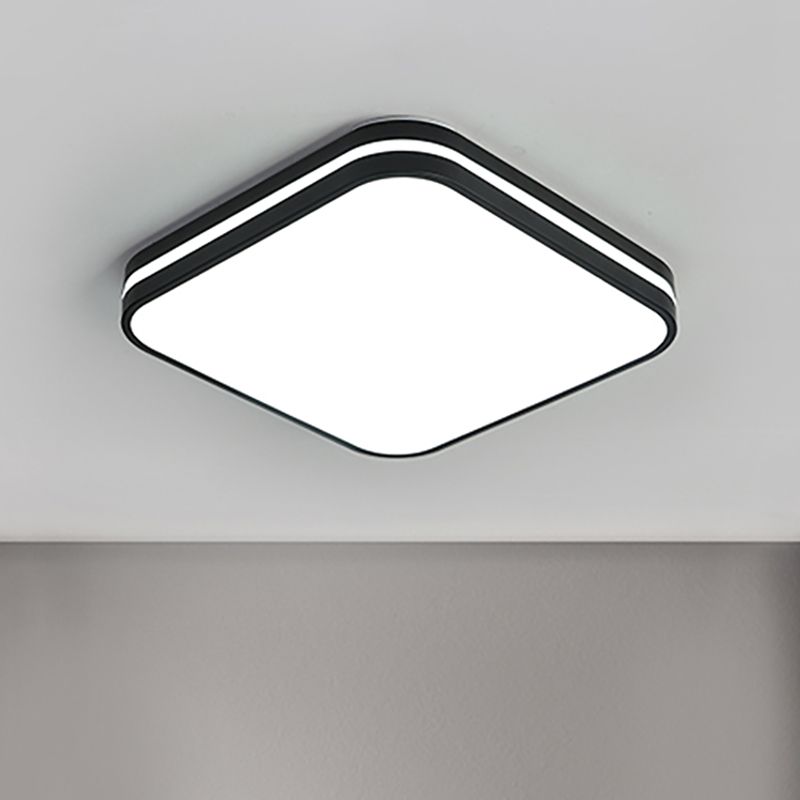 Black Square/Rectangle Flush Lighting Modern Led Acrylic Flush Mount Lamp Fixture in White Light, 16"/19.5"/25.5" Wide