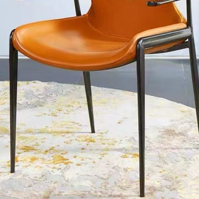 Home Upholstered Arm Dining Chair Faux Leather Wingback Chair