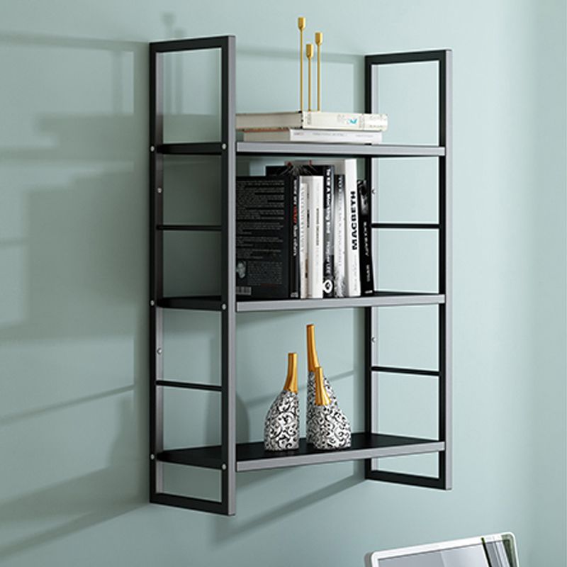Industrial Wall Mounted Bookshelf Black and White Iron Shelf for Home