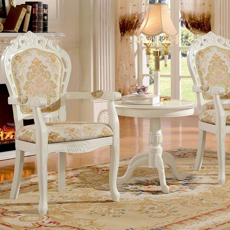 Silla de comedor de tela victoriana con respaldo King Louis y acabado mate (juego de 2)