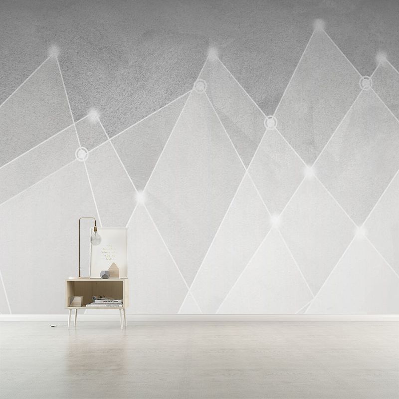 Grey-White Cone Wall Murals Decal Moisture Resistant Simple Living Room Wall Art