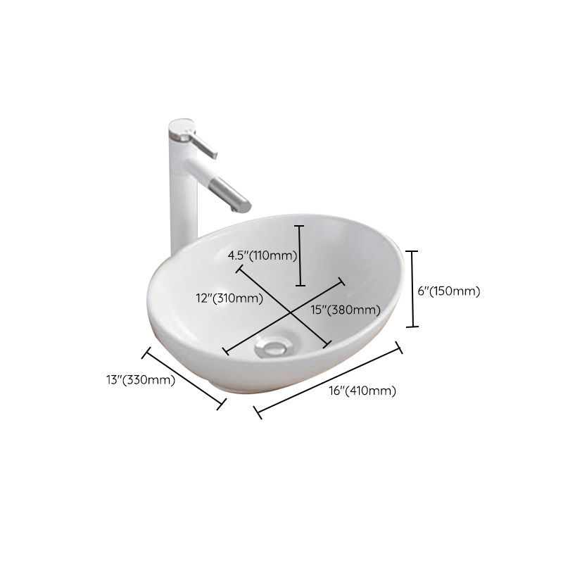 Modern Wash Stand Porcelain Rectangular with Drain Assembly and Pop-Up Drain Vessel Sink