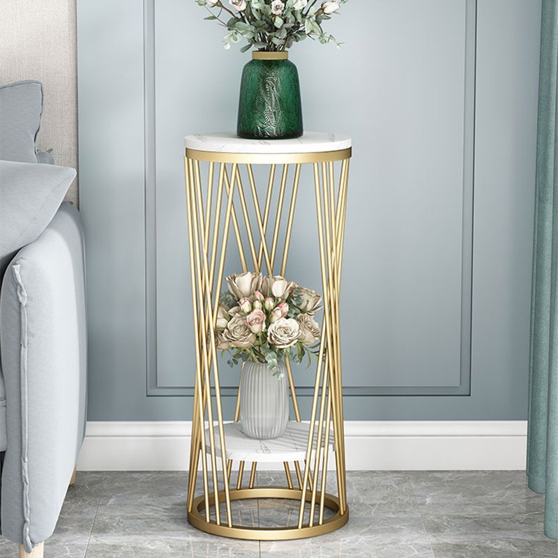 Mid-Century Contemporary Solid Marble Round/Square Frame Living Room Side End Table