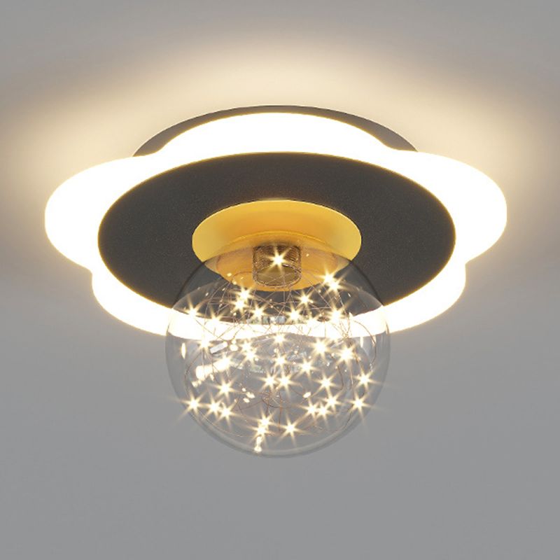 Clear Glass Globe Flush Mount Light LED Light Creative Bedroom Lighting Fixture