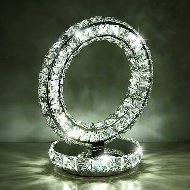 Crystal Encrusted Clear LED LAD LAMPAGGIO NOTTE CRESCENT/CIRCHE/AMORE CUORE Romantico Light tavolo moderno in luce calda/bianca