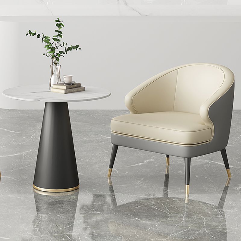 23.62" Wide Arm Chair Faux Leather Recessed Arms Accent Chair