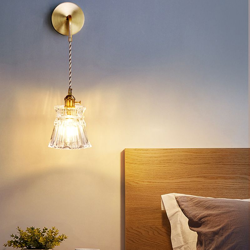 Nordic Style Wall Light Geometry Shape Wall Lamp with Glass Shade for Bedroom