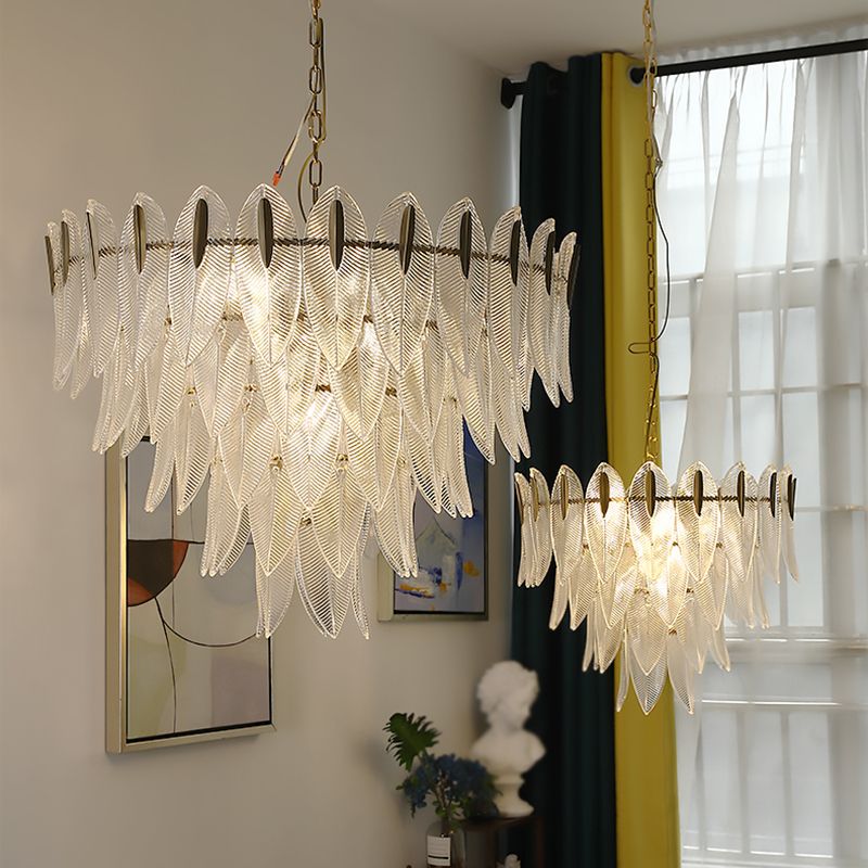 Contemporary Style Unique Shape Pendant Lights Glass Chandelier Lights in Gold