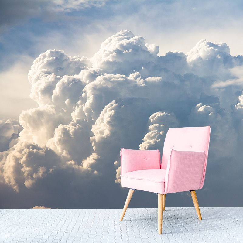 Sky Cloud Wall Mural Decal Moisture Resistant Home Decor in Light Color