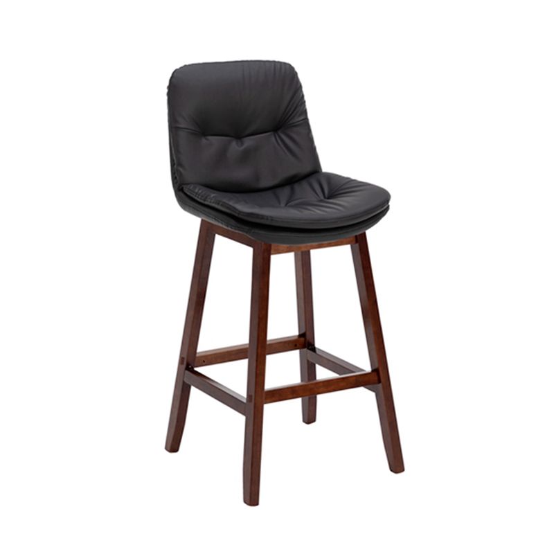 Contemporary Solid Wood Legs Faux Leather Counter Stools with Footrest
