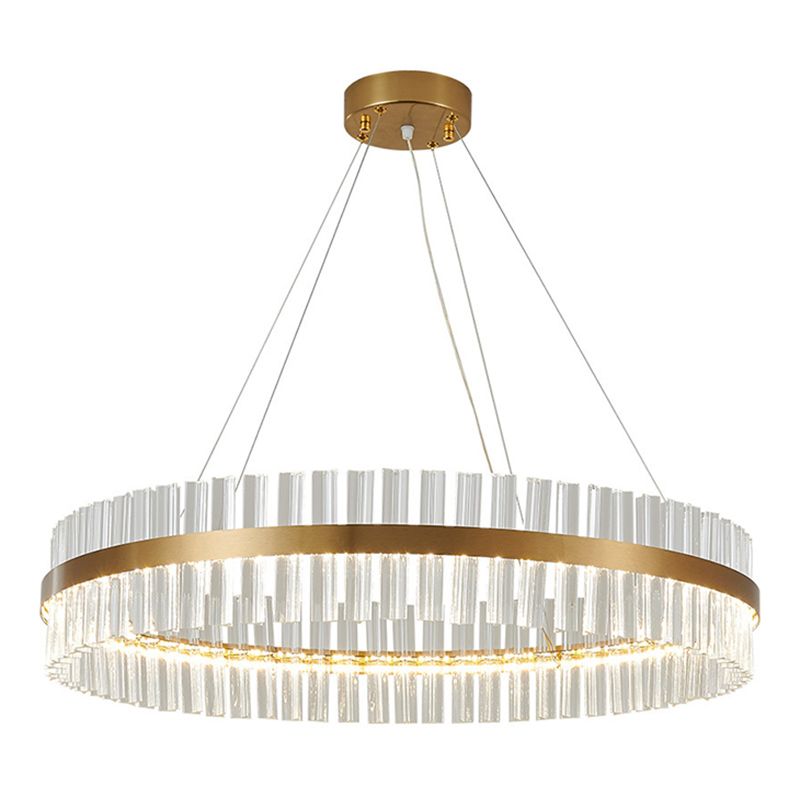 Postmodern Circular Suspended Lighting Fixture Crystal Hanging Ceiling Fixture for Restaurant
