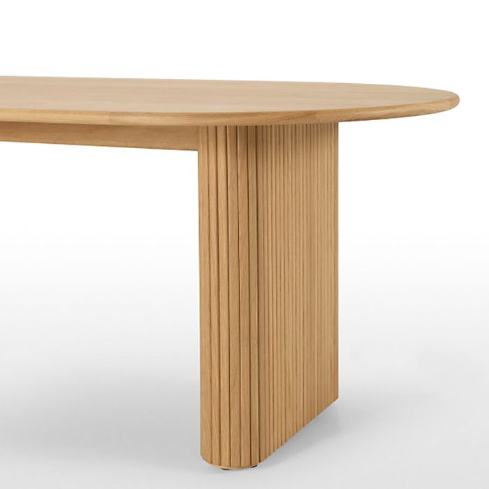 Mesa de madera sólida ovalada Simplicidad de doble pedestal para comedor para comedor