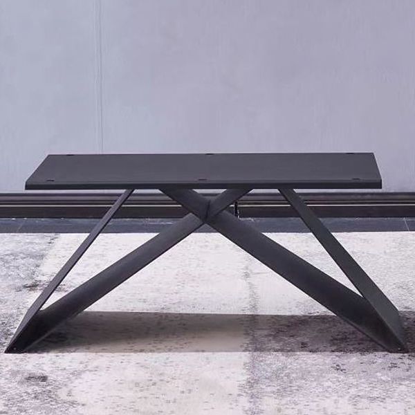 Metal Traditional Luxury Rectangular Table Sintered Stone Table for Dining Room and Kitchen
