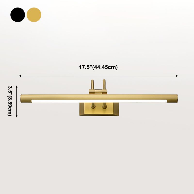 Brass Straight Mirror Light Modern Style Single Light Wall Lamp for Bedroom