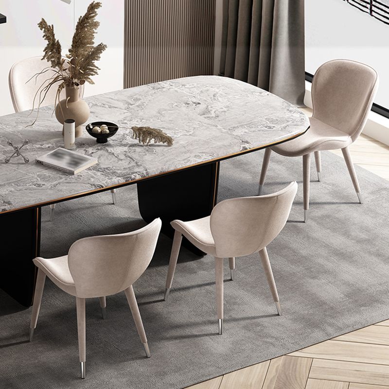 Silla de comedor de tela de lino de estilo moderno, silla de comedor con respaldo sólido y brazo para cocina