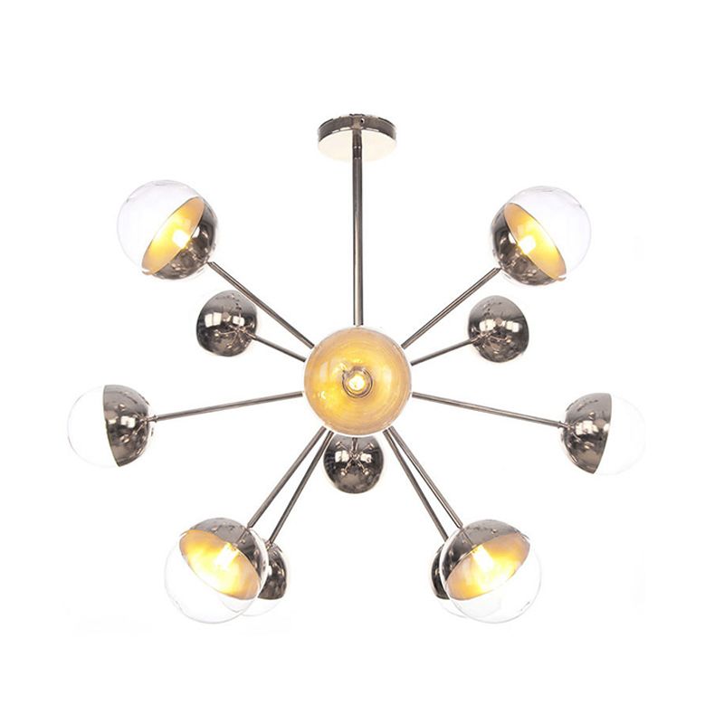 Globe Dining Room Semi Flush Mount White/Clear/Smoke Grey Glass 9/12/15 Lights Contemporary Semi Flush Light in Copper/Chrome/Gold