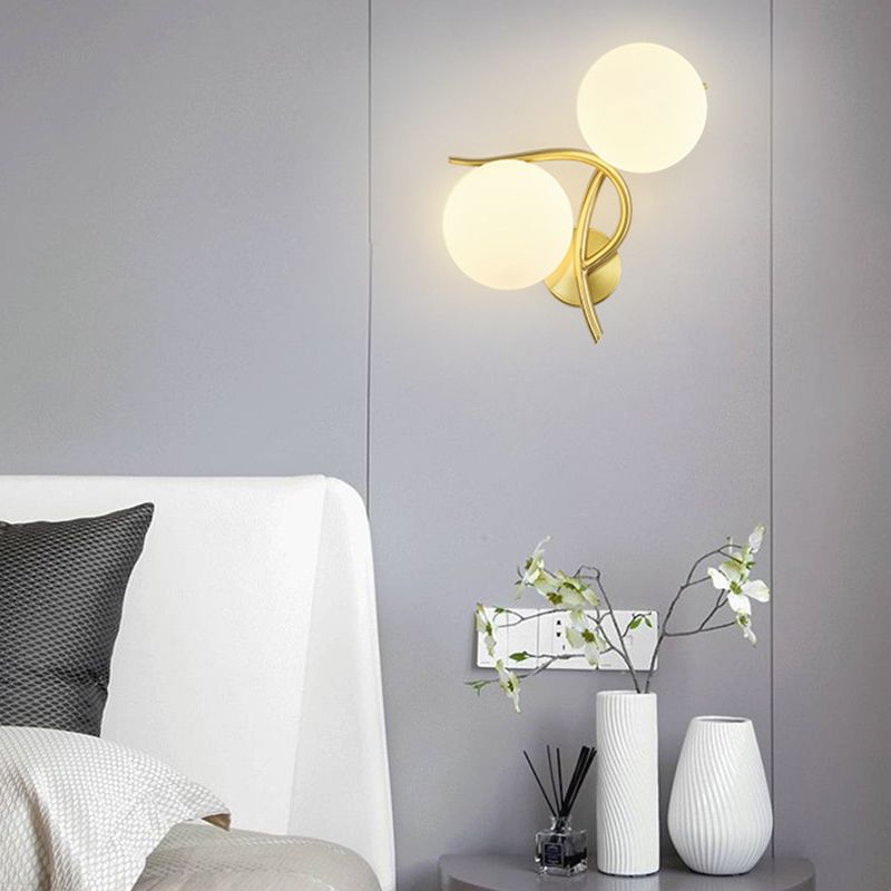Modern Style Ball Shape Flush Mount 2-Light Glass Ceiling Light for Bedroom