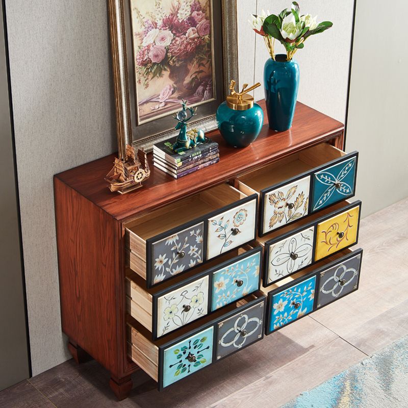 American Traditional Wooden Storage Chest Home Chest with Drawers