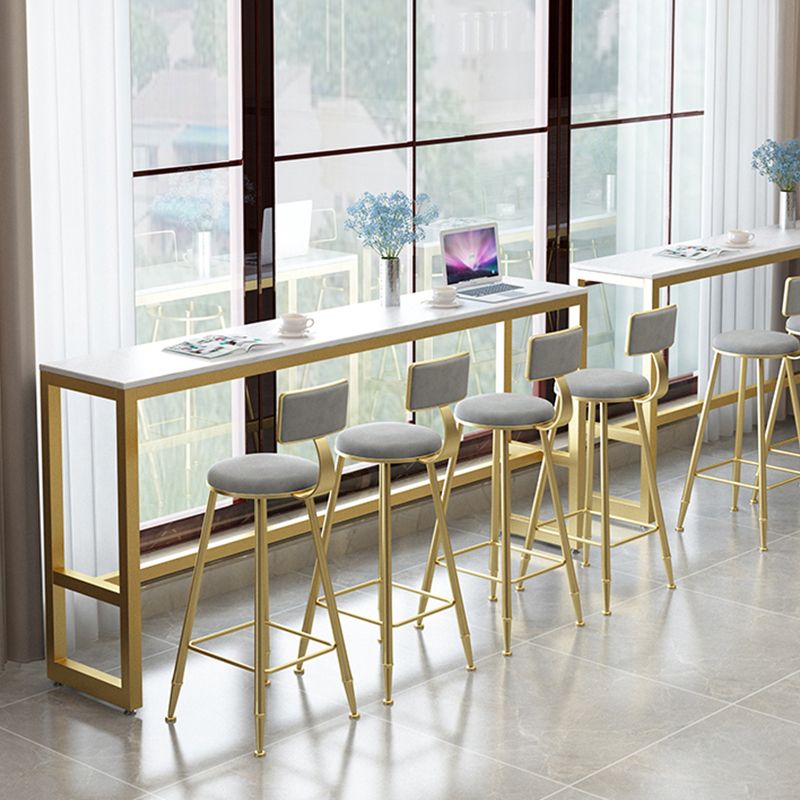 Metal Low Back Dining Stools Armless Bar Stools with Footrest