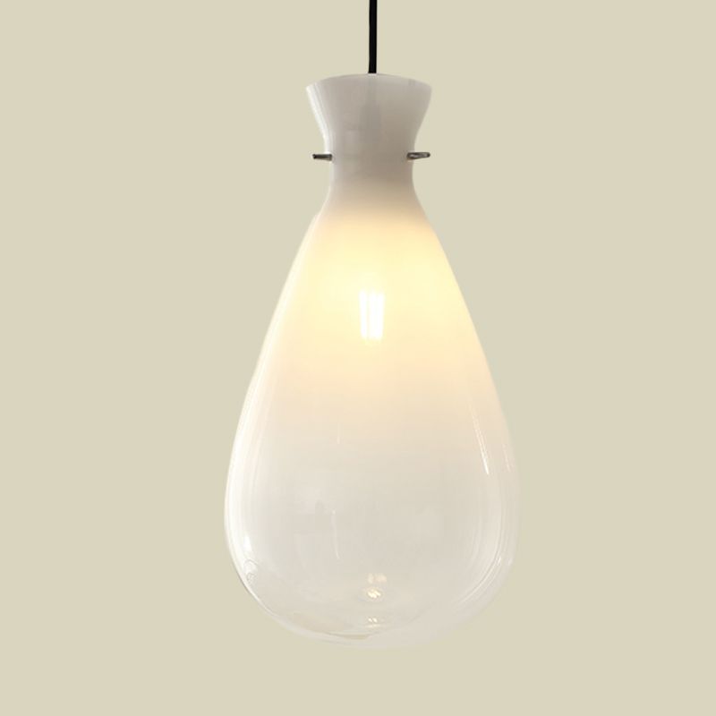 Éclairage suspendu à plateaux d'eau simple Verre blanche 1-Light Restaurant Plafond Suspension Lampe de suspension