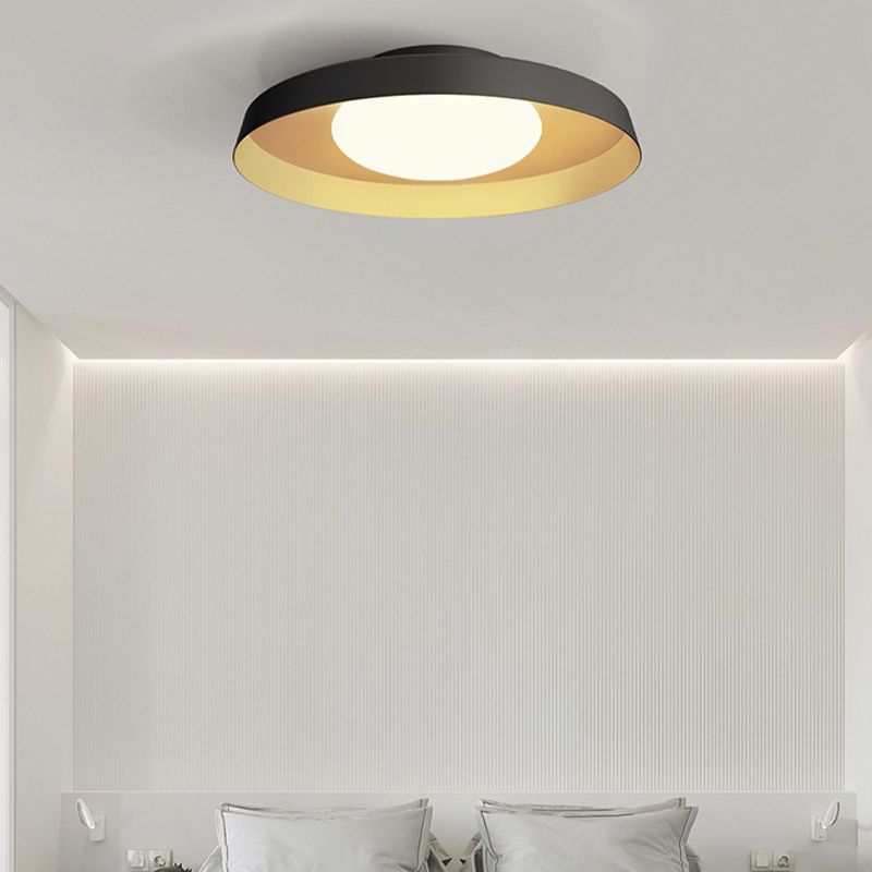 Modern 1 - Light Ceiling Flush Mount Iron & Acrylic LED Flush in Black / White
