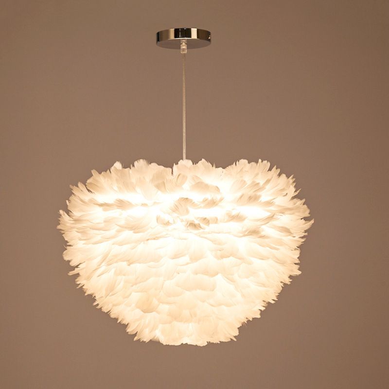 Eigentijdse bol kroonluchter hanger lichte veer gesuspendeerd verlichting voor slaapkamer