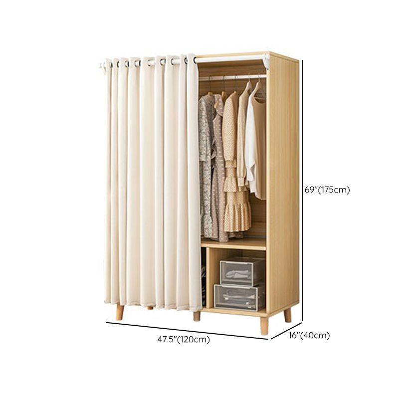 Bedroom Storage Cabinet with Clothes Rail Modern Cabinet with Wooden Legs
