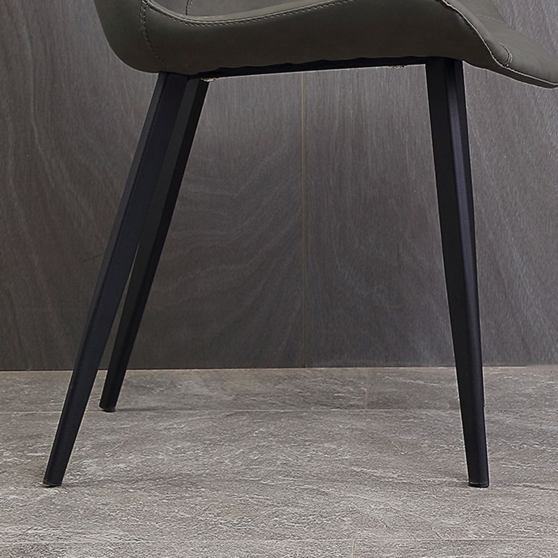 Upholstered Armless Dining Chairs Faux Leather and Metal Dining Chairs