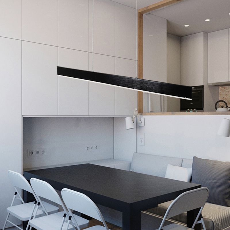 1 Light Rectangle Island Lights Contemporary Metal Island Lighting in Black