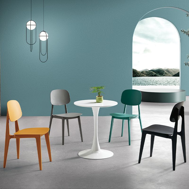 Contemporary Style Dining Chair Armless Dining Chairs with Plastic Legs for Kitchen