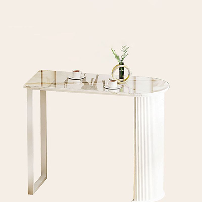 Modern White Marble Table Specialty Double Pedestal Table - 40.55" H