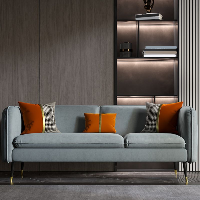 Contemporary Faux Leather Square Arm Sofa with Tight Back for Apartment