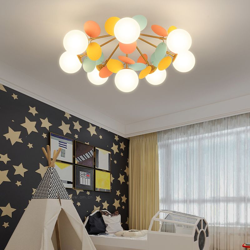 Macaron Style Sputnik Shape Flush Mount Glass Ceiling Light for Bedroom