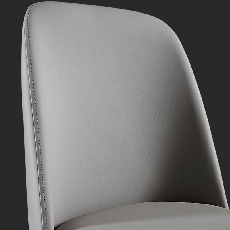 Leather Industrial Restaurant Side Chair Parsons Gray Dining Chair with Black Legs