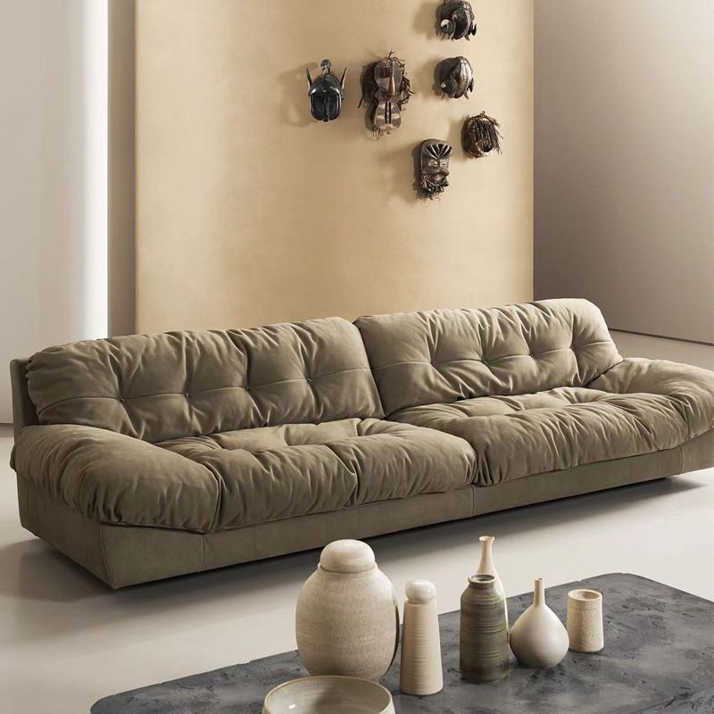 Armless Standard Sofa Tufted Split-Back Green Settee for Living Room