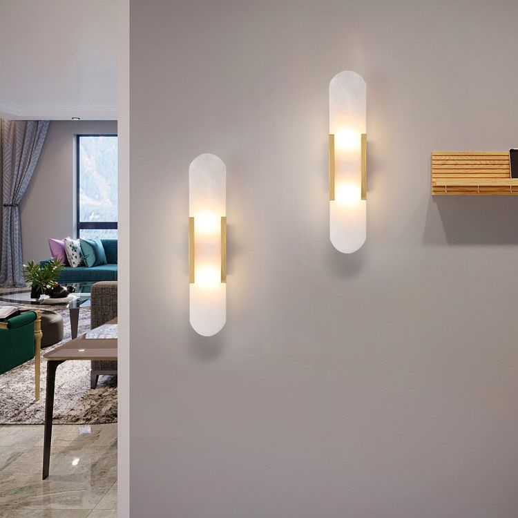 Lampada montata a parete ovale Luci da parete in pietra contemporanea per corridoio per corridoio