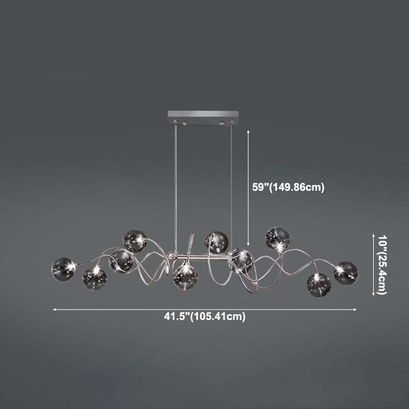 Globe Island Lights in Modern Style Glass 10-Light Island Pendant Lights in Grey